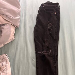 American Eagle Outfitters Black Distressed Skinny Jeans Men